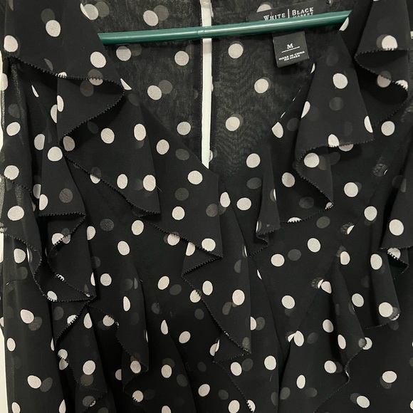 WHBM - Black Sleeveless Polka Dot Sheer Blouse - Size Medium - Picture 2 of 5